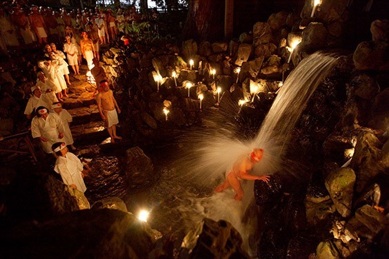 Japan, 2009

In Japan’s Mie Prefecture, the sacred cascade at the Tsubaki Grand Shrine washes away impurities. The Shinto ritual called misogi shuho celebrates the communion among worshipper, waterfall and the creative life force of the universe.