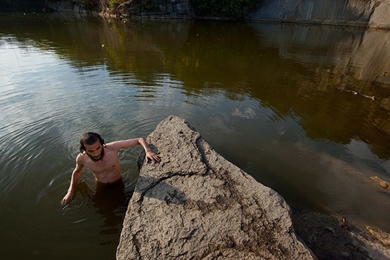 Ukraine, 2009

A Hasidic Jew in Ukraine immerses himself before Rosh Hashanah in a quarry pool that serves as a mikvah, a body of water used for spiritual cleansing.