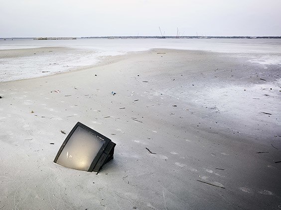 TV in the sand post Hurricane Katrina, Bay St. Louis, Mississippi.