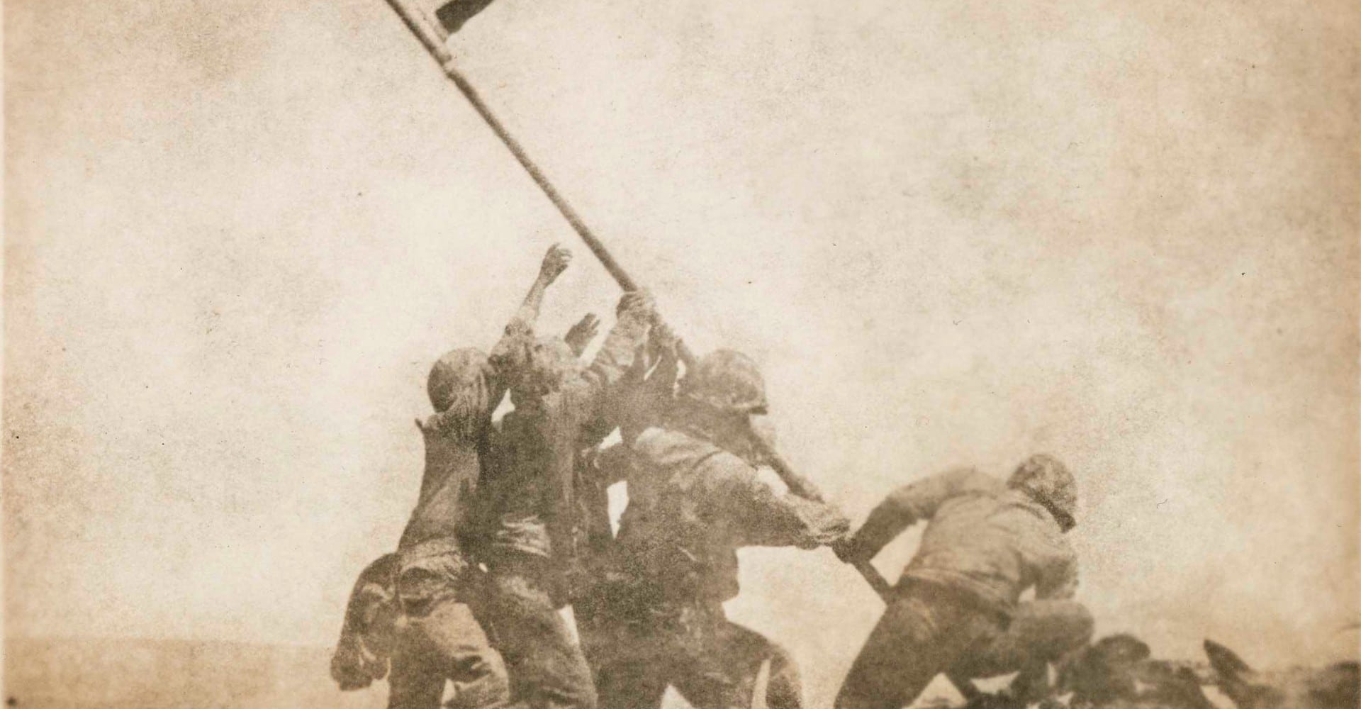 Old Glory Goes Up on Mount Suribachi, Iwo Jima - February 1945
