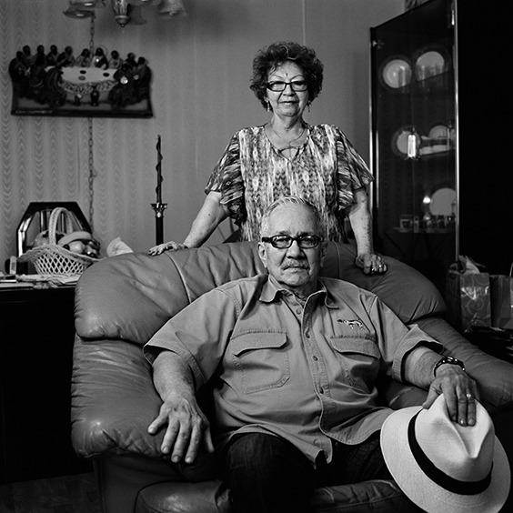 Carlos and Daysi, from the series Vae Victis Vanitas, 2015-1016

Carlos Galán. Inmate #30919

Sentenced to 30 years. Released after 17 years

Galán was a member of the Movimiento de Recuperación Revolucionaria (also known as MRR and the Movement of Revolutionary Recovery). MRR claimed that Castro had betrayed the very principles for which the Revolution had fought. Galán was detained on October 1, 1961. At the age of twenty-one, he was charged with leading a terrorist group and was sentenced to thirty years and served seventeen. In 1979, Galán was forced to leave Cuba for the U.S as a political refugee. Galán and his wife, Daysi, are photographed in their home in North Bergen, New Jersey.